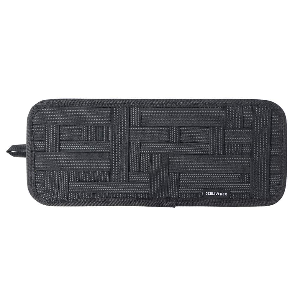 OCDLIVERER Grid Electronic Organizer and Car Sun Visor Organizer,13.3 in x 5.5 in, with Upgraded Elastic for Sunglass, Cables and Travel Gear Organizer(Elastic, Black)