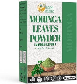 Herbs Botanica Moringa Powder 5.3 oz (150g) Organic Moringa Oleifera Leaf Powder Raw Green Superfood High in Plant-Based Protein, Iron & Vitamins Non-GMO, Vegan, Gluten Free Moringa Leaf Powder
