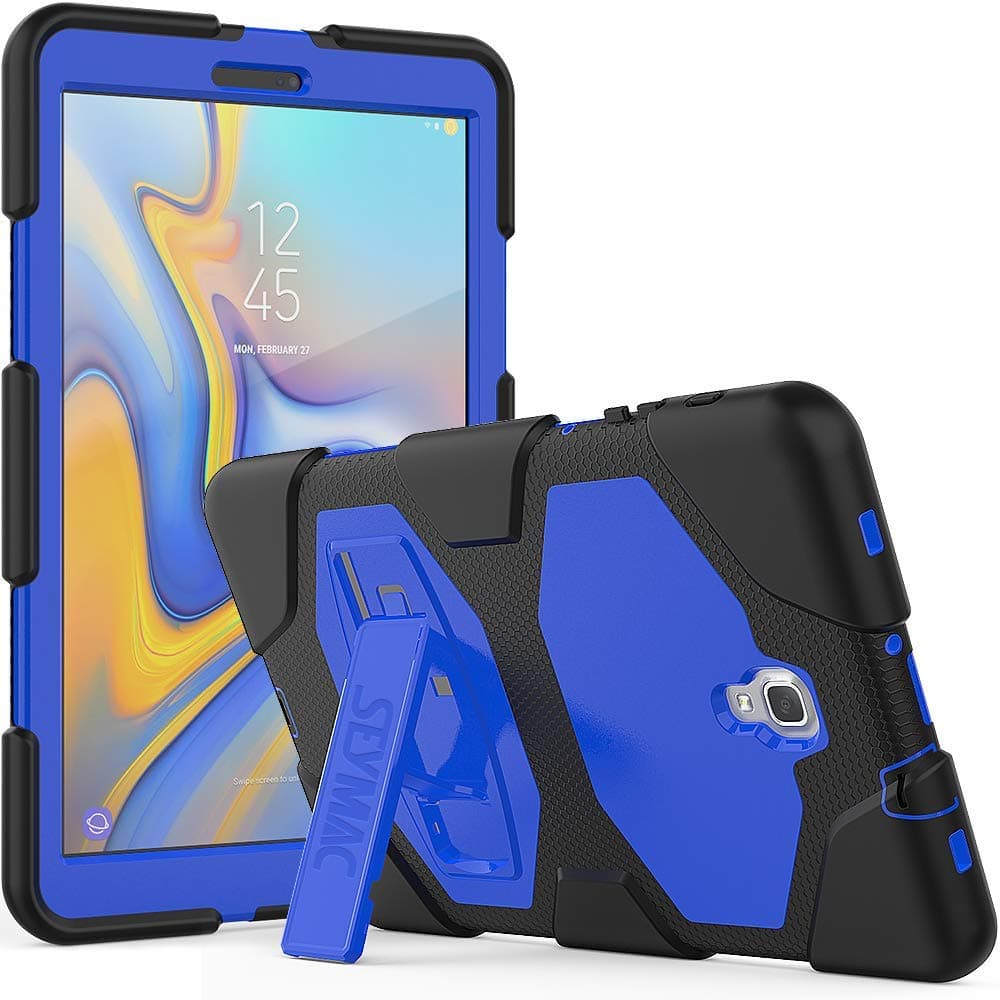 SEYMAC Galaxy Tab A 10.5 Case,Three Layer Heavy Duty Full Body Rugged Shockproof Drop Protection Silicone Defender Case with Kickstand for Galaxy Tab A 10.5 inch(SM-T590/ T595/ T597) Blue