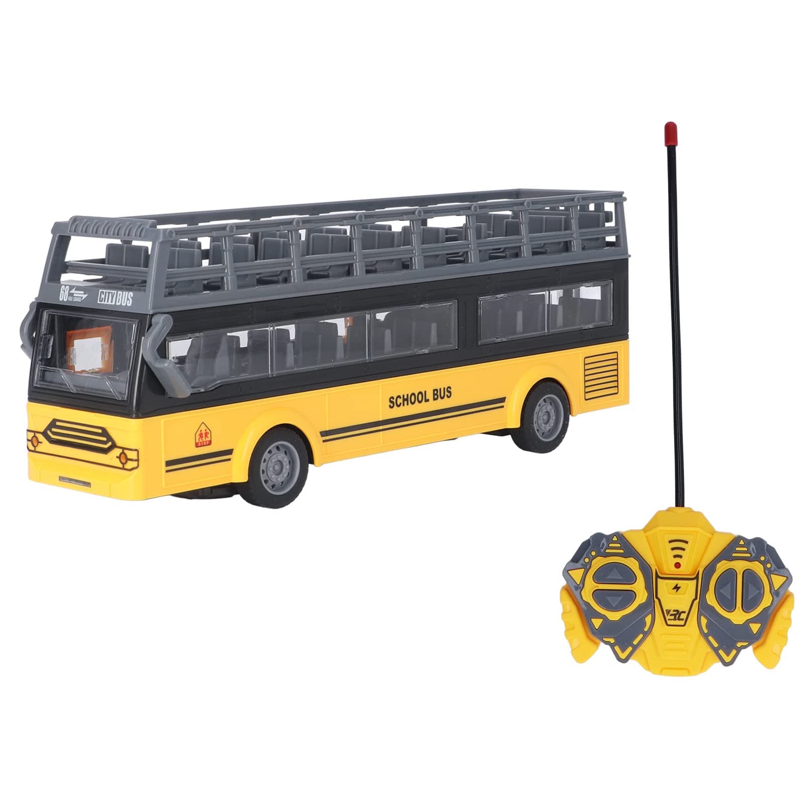 Remote Control Car, School Bus Toy, 4 Channels RC Bus with Lights, Anti-Collision Design, Realistic Details (QH204 7 School Bus)