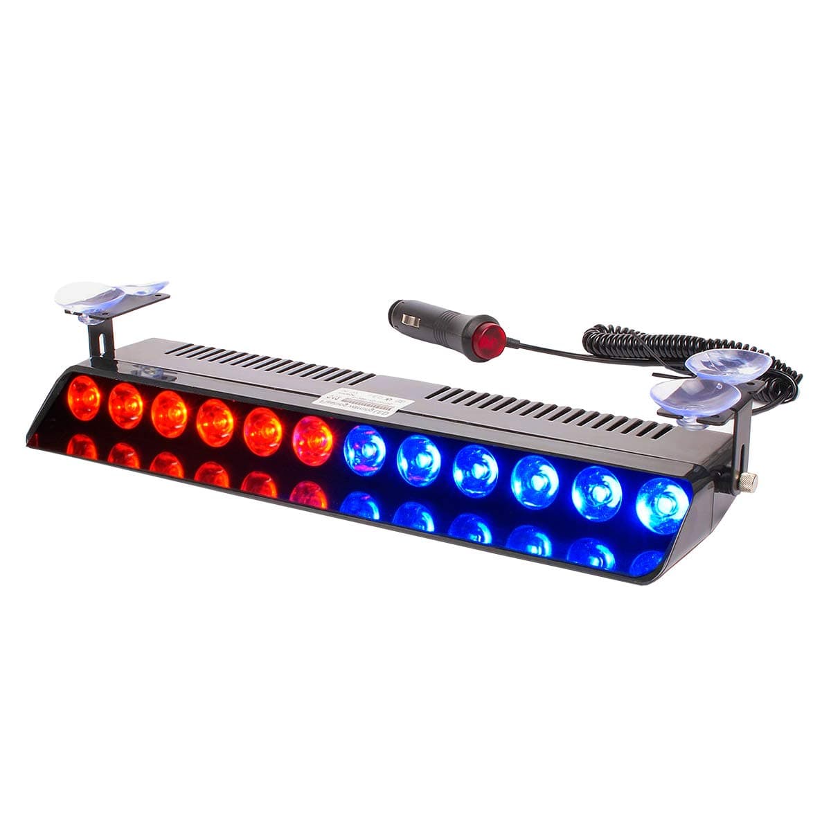 Red Blue Led Strobe Flash Light Emergency Warning 12-Led Sucker Dashboard Interior Roof Windshield Dash Safe Caution Hazard Light with Suction Cups for Car Vehicle Boat SUV Firemen Fog DC 12V