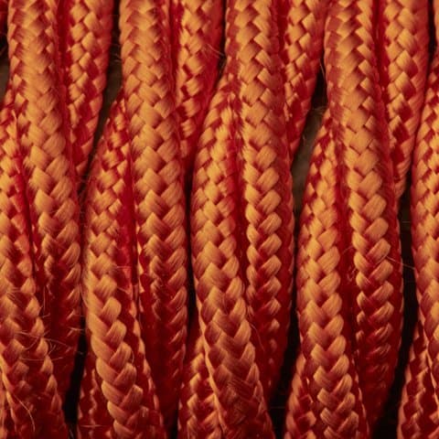 Industville - Twisted Fabric Flex - 3 Core Braided Cloth Cable Lighting Wire - Fabric Flex Cable - Orange Colour - Braided Woven Cloth Material - 100 CM