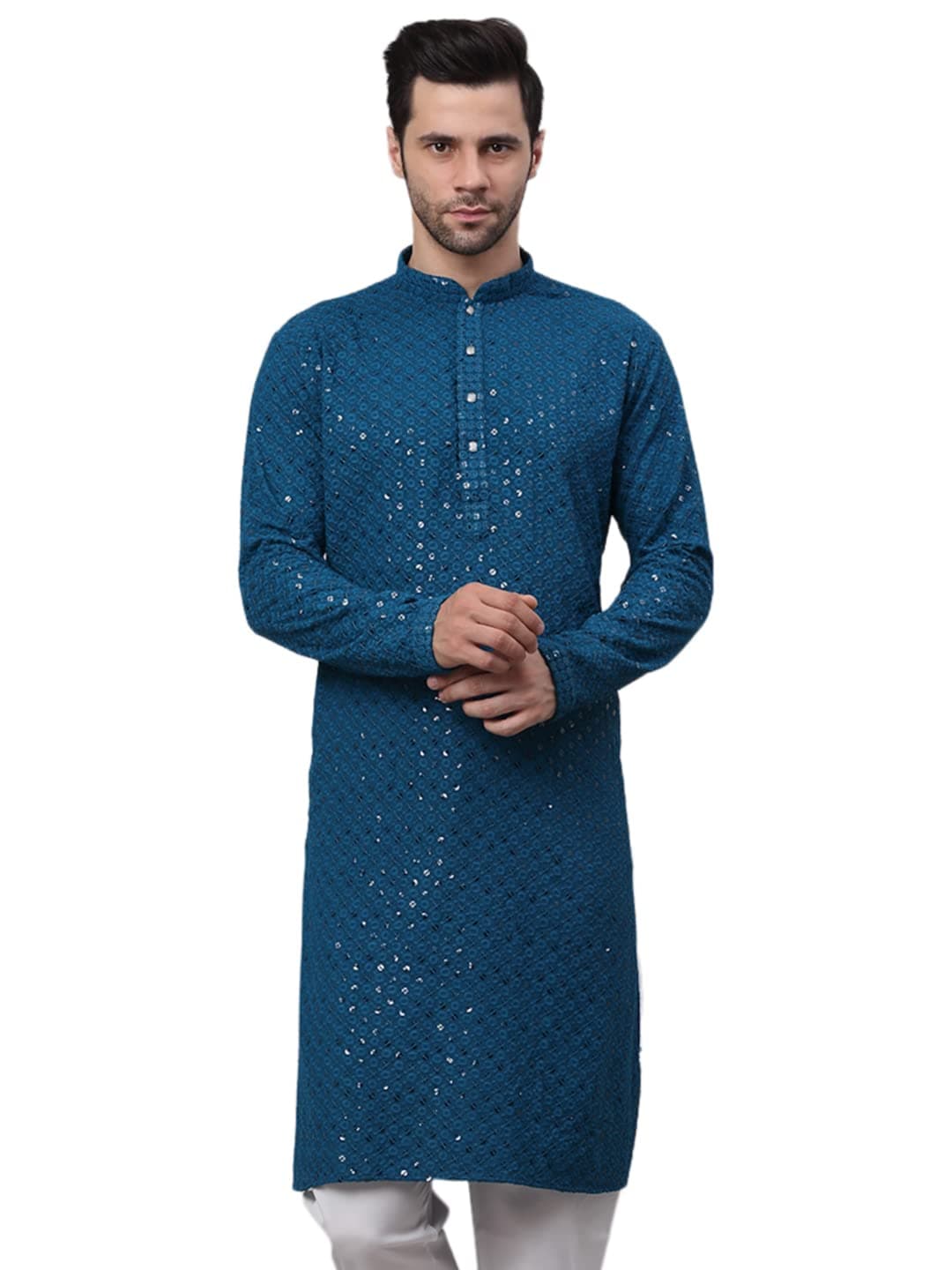 JompersMen's Chikankari Embroidered and Sequence Kurtas