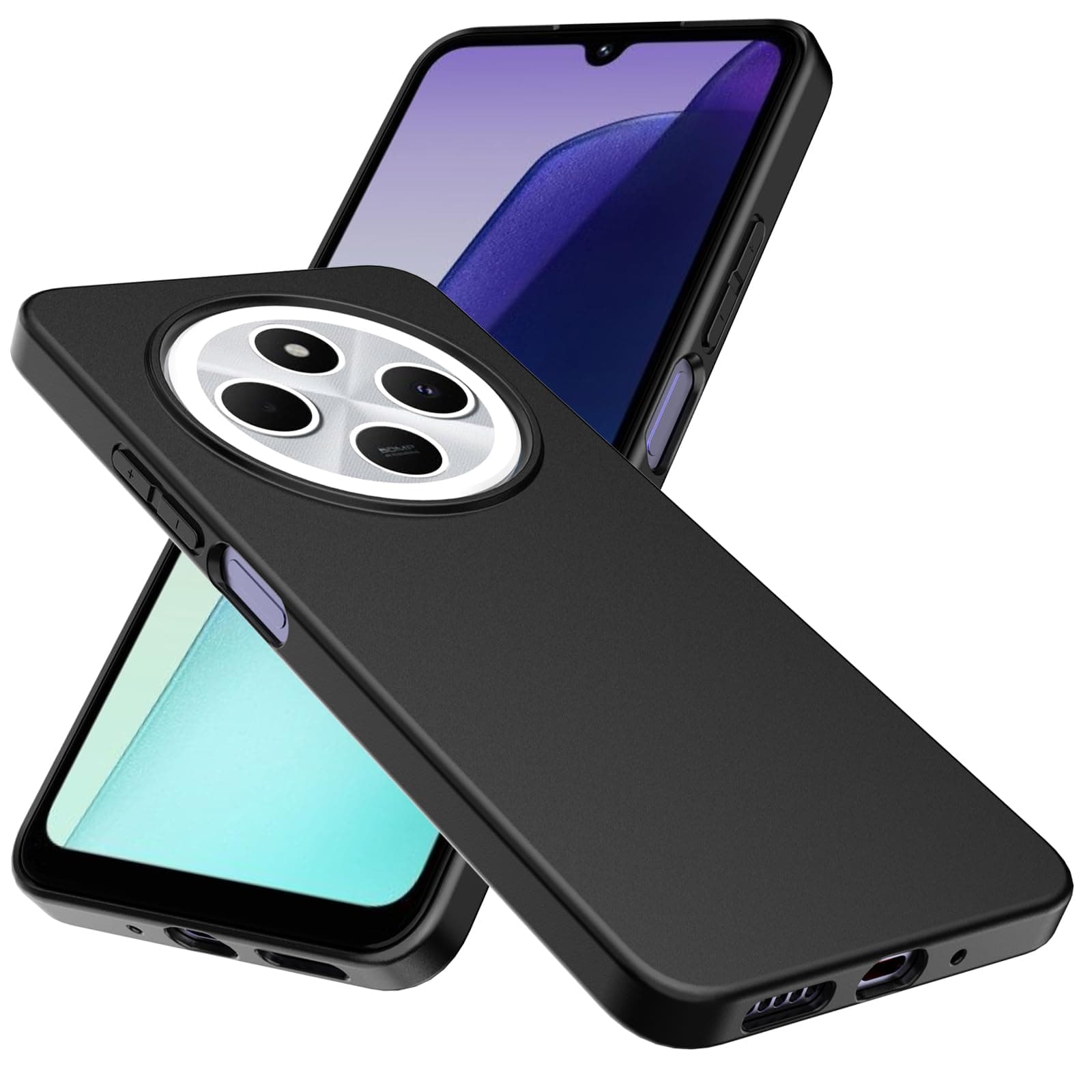 WFTE Case Compatible with Redmi 14C/Poco C75 Phone Case Soft TPU Ultra-Slim Stylish Protective Cover for Redmi 14C/Poco C75 [Drop Protection, Non-slip] - Matte Black