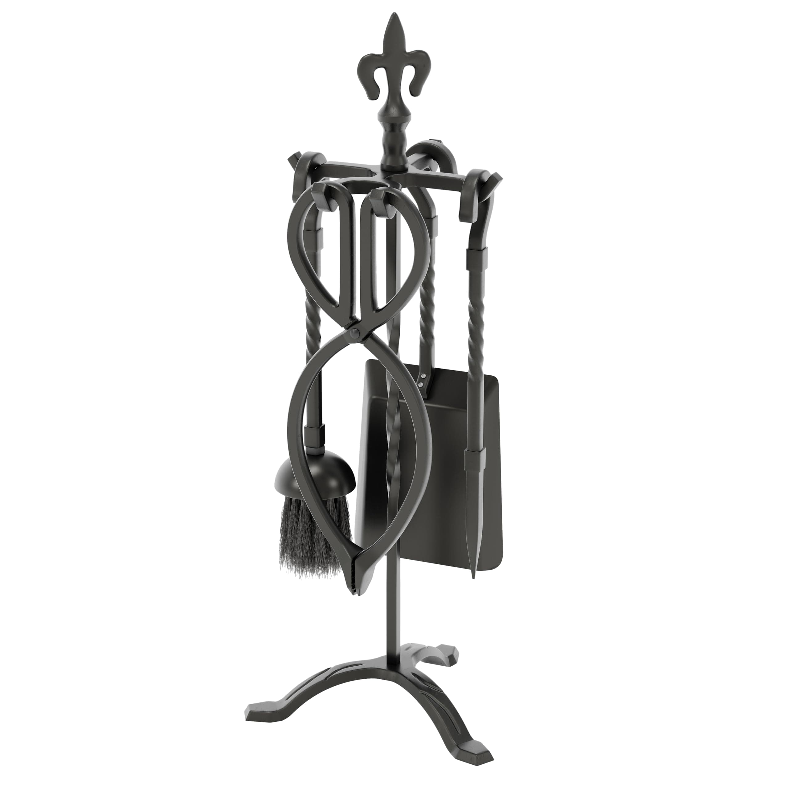 Fire Vida 5 Piece Fleur De Lys Fire Companion Set Black Fireplace Tools