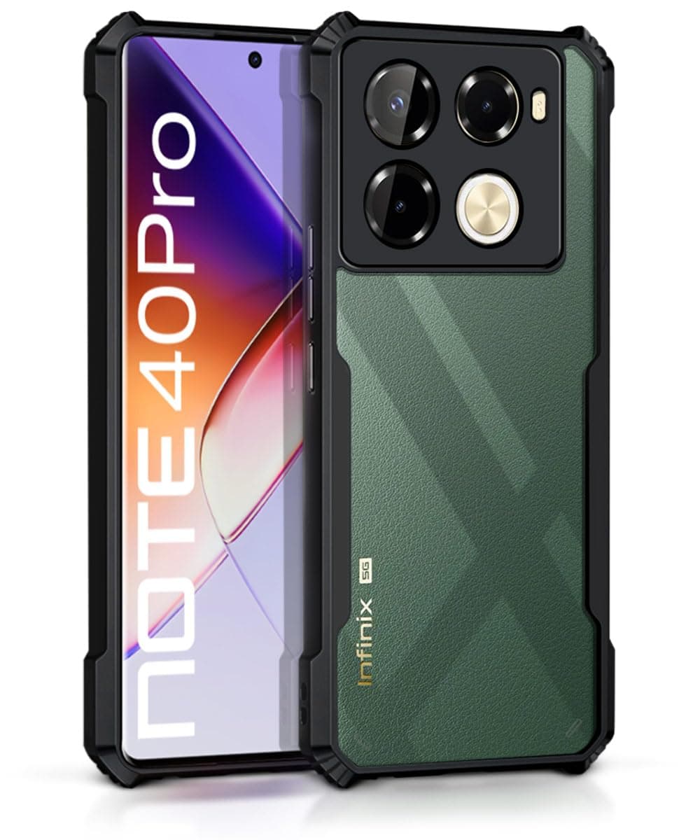 WOW IMAGINE Shock Proof Clear Protective Back Case for Infinix Note 40 Pro 5G | Note 40 Pro Plus - AirEDGE Technology | 360 Degree Camera Protection | Transparent Hybrid Back Case Mobile Cover - Black