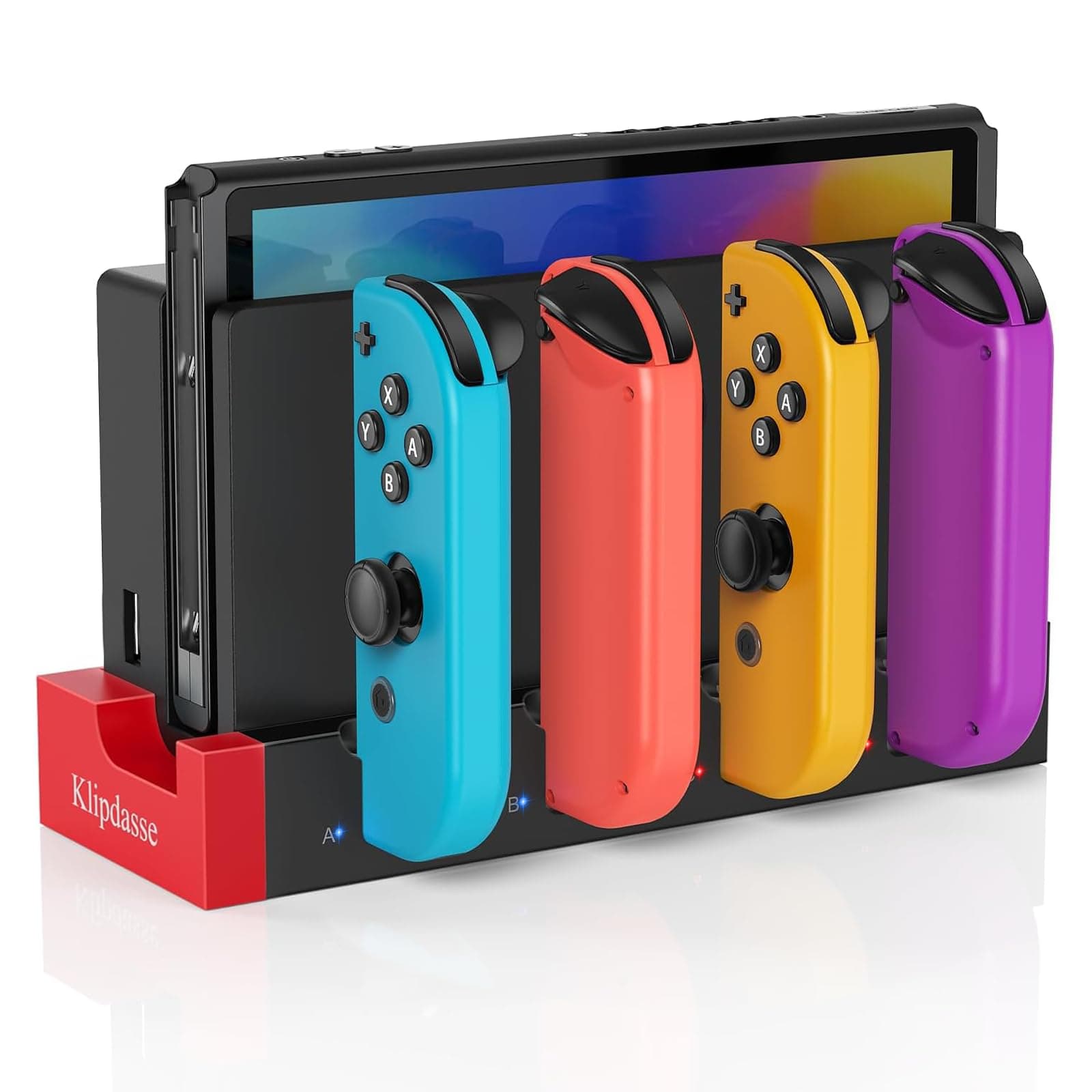 Compatible for Nintendo Switch JoyCon Charging Dock, Support 1-4pcs Joy Con, Charger Stand Station with Individual LED Indicator for Nintendo Switch Game Joy-Con