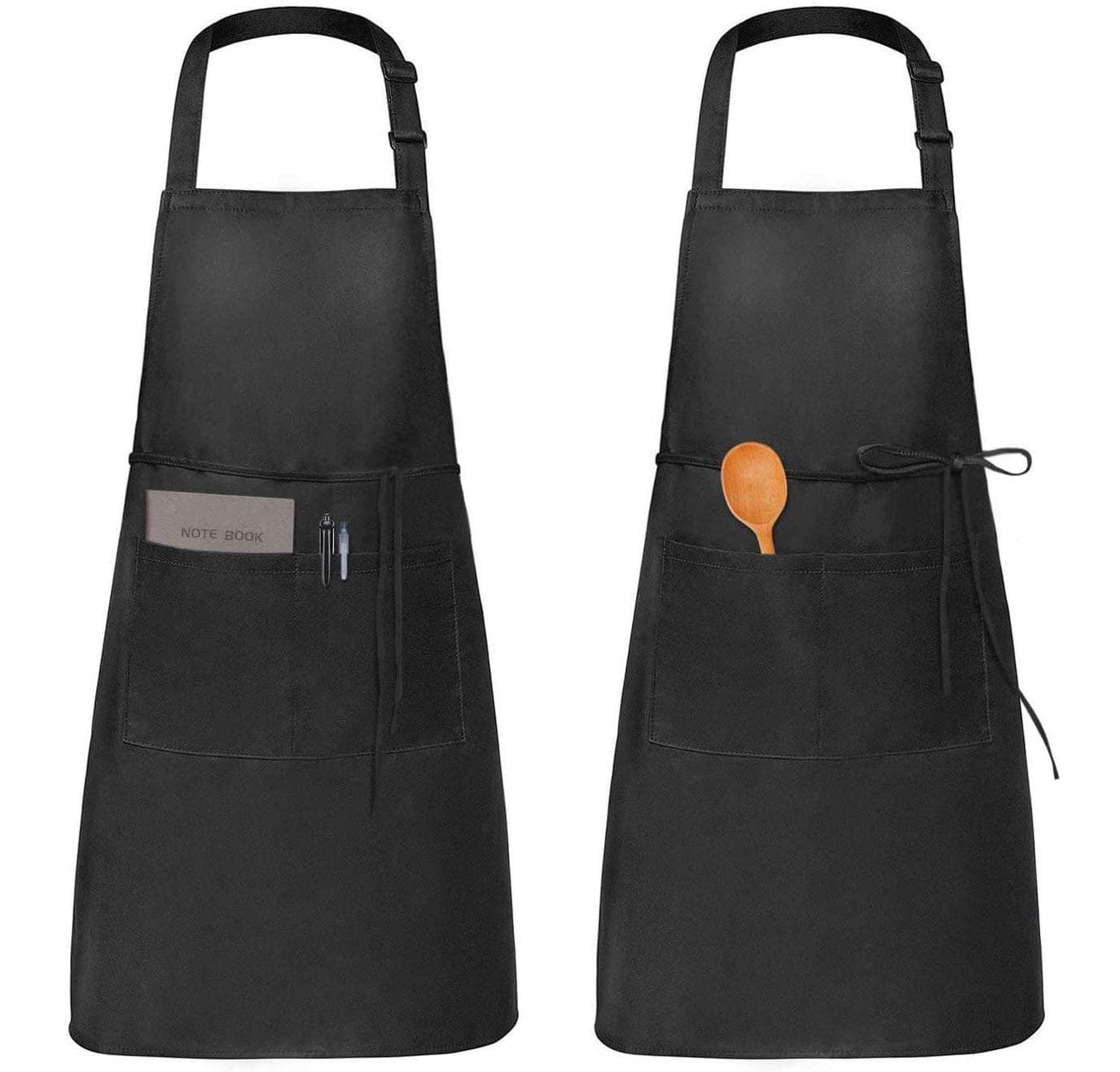 Apron 2 Packs Cooking Kitchen Waterproof,Adjustable Chef Apron with Pockets for Home,Restaurant,Craft,Garden,BBQ,School,Coffee House,Apron for Men Women