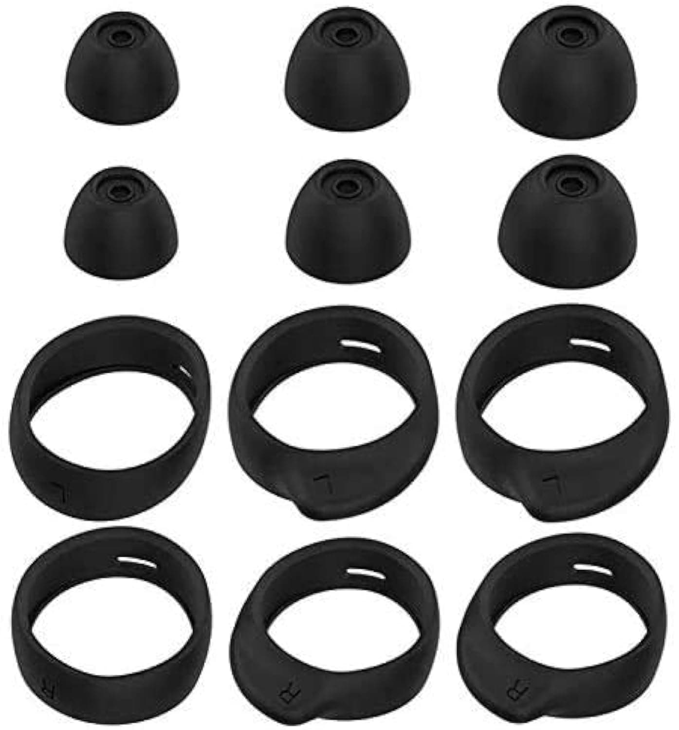 Replacement for Samsung Galaxy Bud+ Plus Ear Tips Wing Tips 12 PCS Accessories, Silicone Ear Hooks Wingtips Earbuds Cover Eargels Eartips Compatible with Galaxy Buds Plus,Black(Buds+)