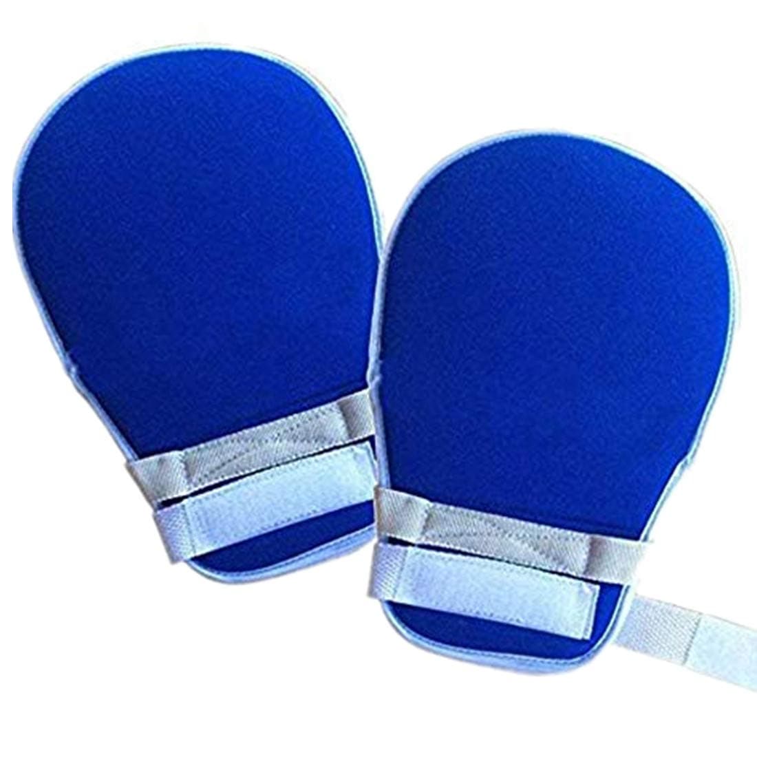 1 Pair Hand Finger Control Mitts Protection Gloves Loop Closure Prevent Self-Harm(Dark blue）