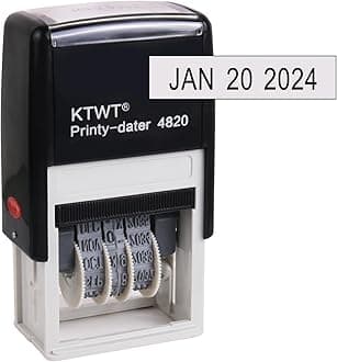 Self Inking Date Stamp Printy 4820 - Black Ink, Months in Letters, Characters 4mm, Imprint Black, Great for Shipping, Receiving, Expiration and Due Dates