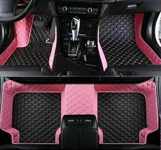 Custom Car Floor Mats Compatible with Mercedes-Benz A B C E G CL CLA CLK CLS ML EQA EQB EQC EQE EQS EQV GLA GLB GLC GLK GLS SLK SL SLC S R AMG GT Waterproof Car Mat (e-Black#Pink)
