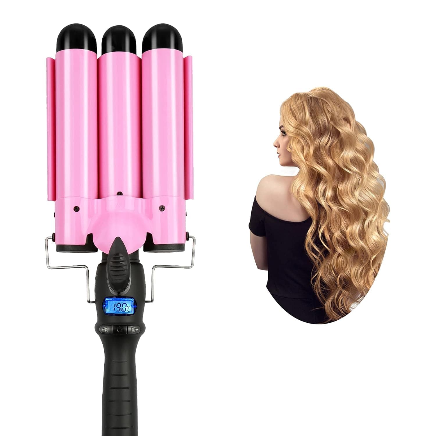Three-Barrel Ceramic Tourmaline Curling Iron With Temperature Control and Speed-Heating - Long-Lasting Curls