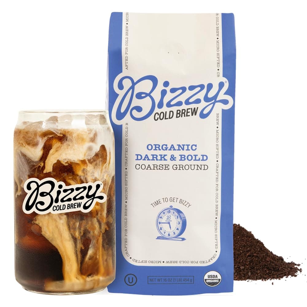 Organic Cold Brew Coffee | Dark & Bold Blend | Coarse Ground Coffee | Dark Roast | Micro Sifted | Specialty Grade | 100% Arabica | 1 LB