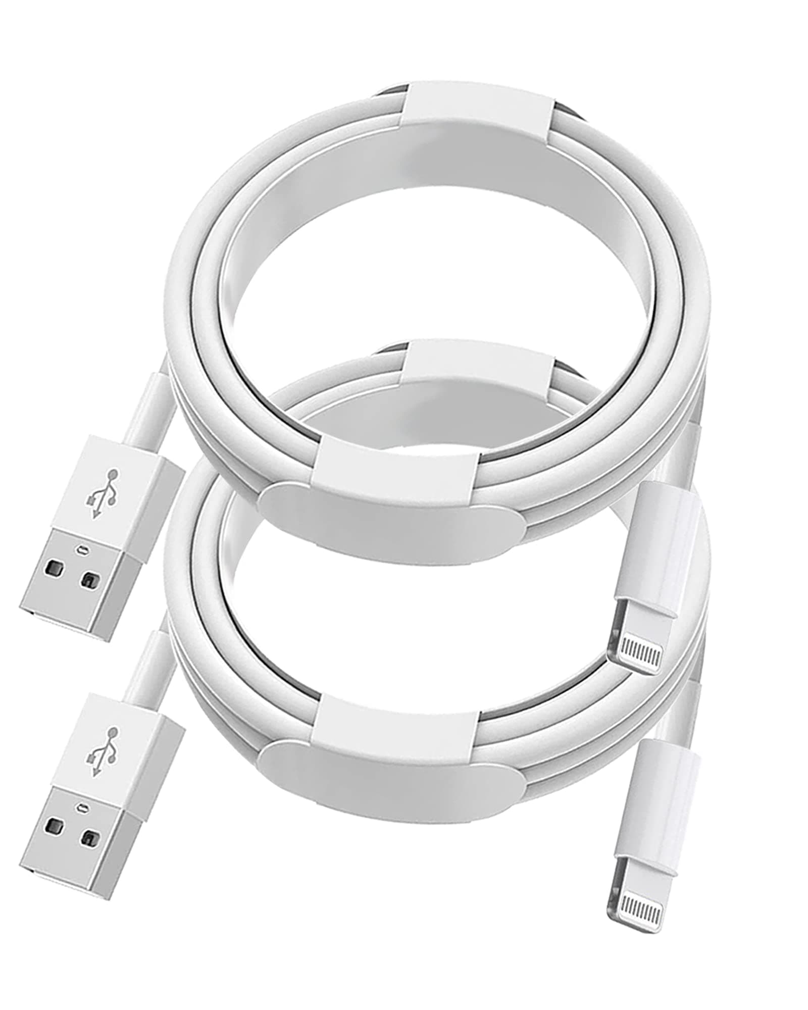 Ellies Apple MFi Certified iPhone Charger Cable 2Pack 3ft USB to Lightning Cord Fast Charging High Speed Data Sync USB Cable Compatible with iPhone iPad iPod AirPods, 3ft-2pcs(White)