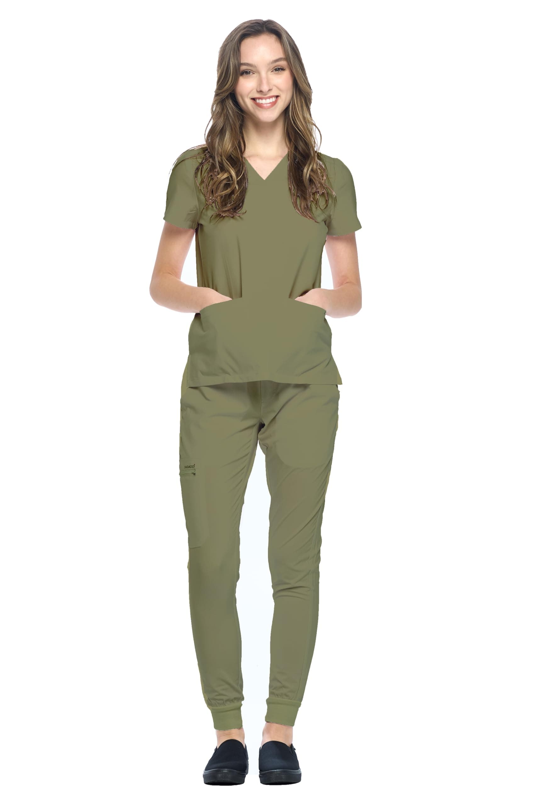 Dagacci Medical Uniform® Scrub Set – V-Neck Scrub Top & Elastic Jogger Pant Scrubs for Women Set and Men Unisex 8 Pockets