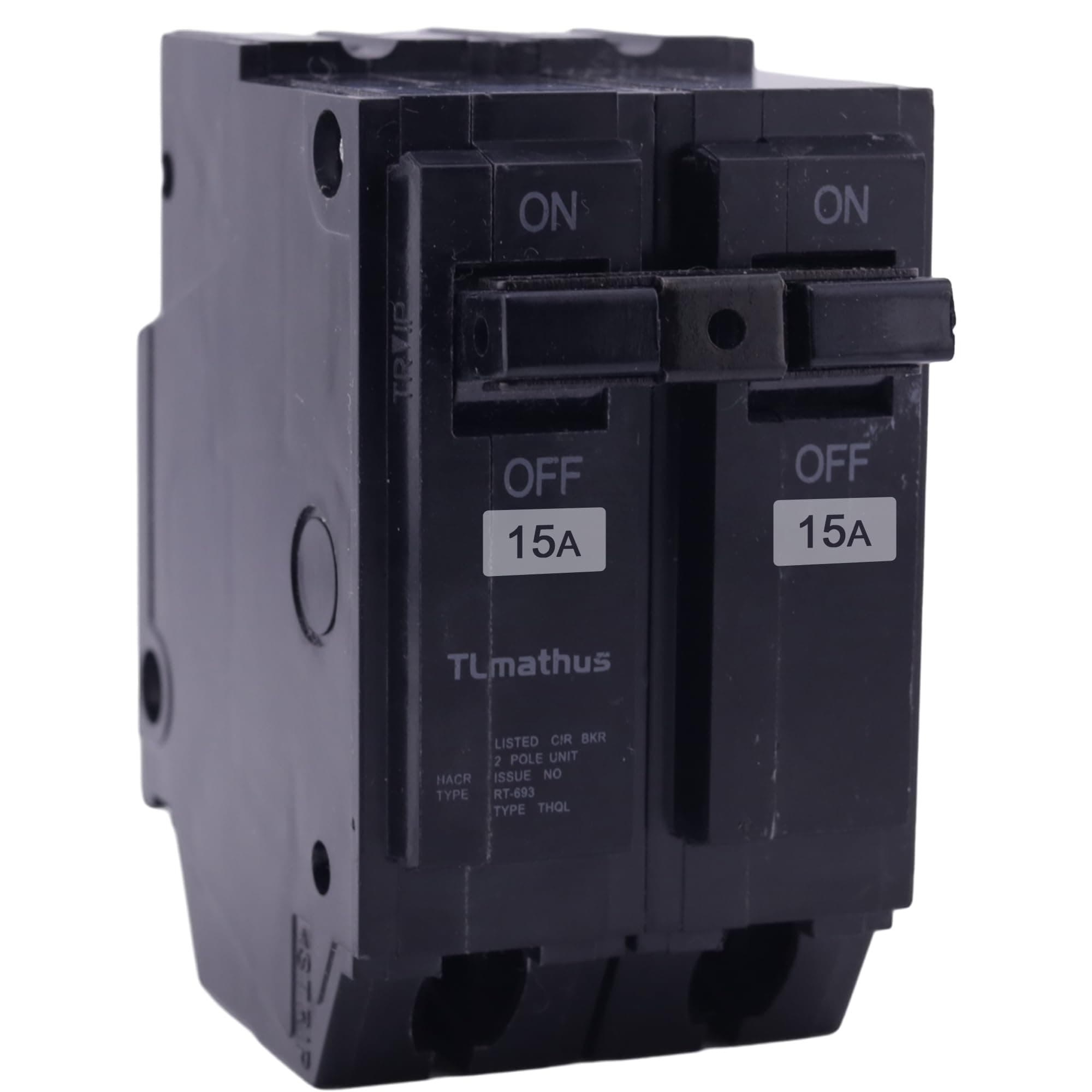 THQL2115 15 amp Breaker 2 Pole Plug-in Mount Standard Circuit Breaker Thermal Magnetic Protection, 10KA 120/240V, Compatible with GE Thick Series and Q-Line Series Load Centers