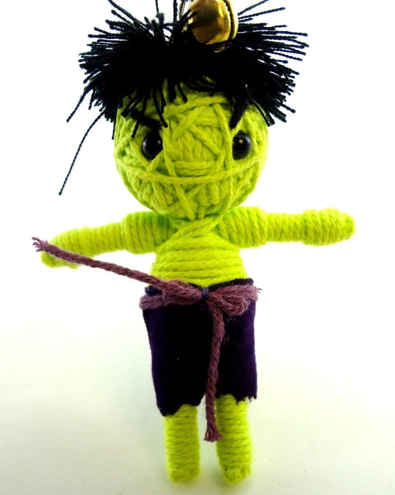 Incredible Hulk String Doll Key Chain Handmade Bruce Banner Green Monster by Voodoo Magic