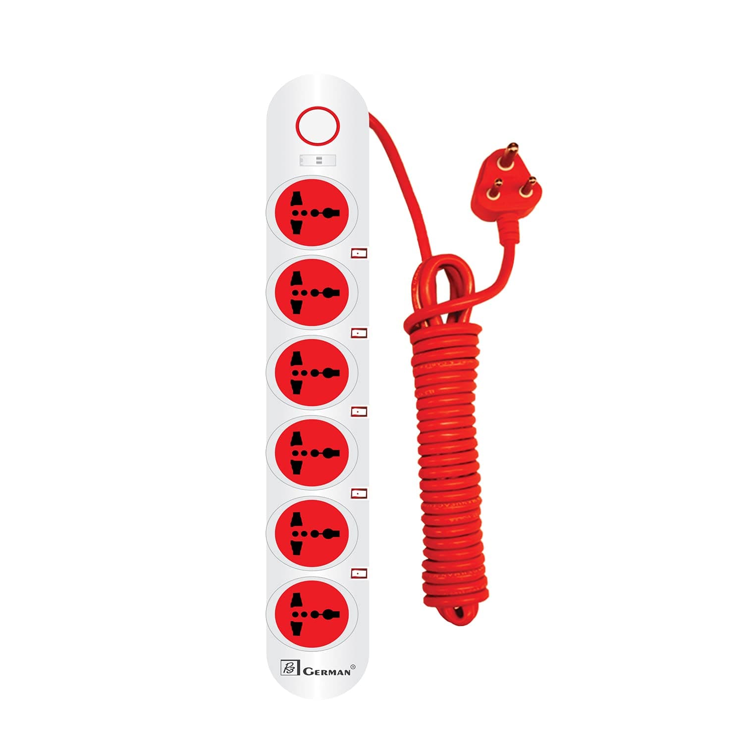 R3 GERMAN Power Spike Guard, Strip Surge Protector with Master Switch and 6 Outlets, Heavy Duty Extension Cord for Home, Office, Travel, Laptop & Phone Charging Bricks (3 Meter Wire)