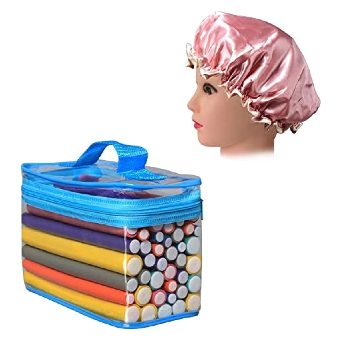 Hair Rollers Flexi Rods Set, FushoP 42-PACK 7" roller, hair curlers rollers for hair,flexi-rods hair curling rods flex twist foam + Satin Bonnet