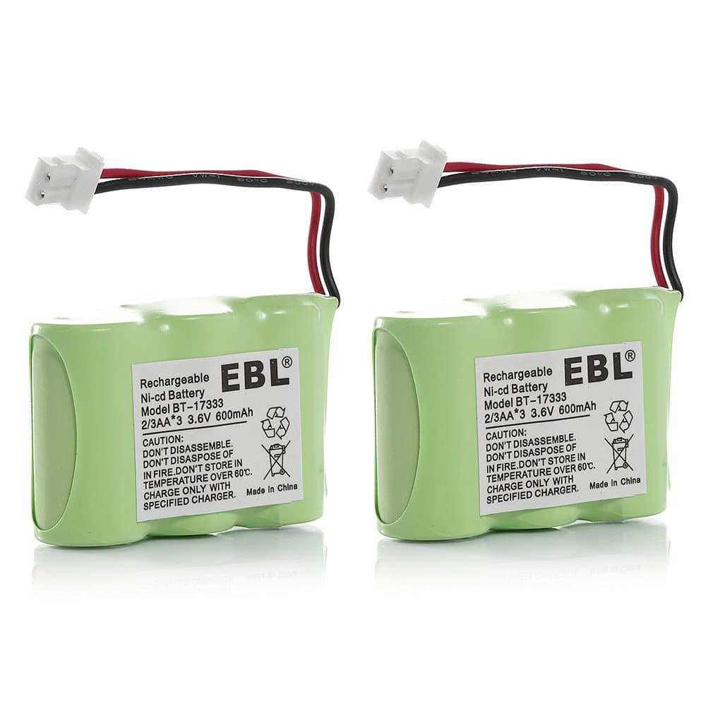 EBL 2 Pack Replacement Cordless Phone Battery for Home Phone 80-1338-00-00, 89-1332-00-00, 89-1338-00, BT-17333, BT-27333, BT-17233, BT-27233, BT-163345, BT-263345, BT163345, BT263345