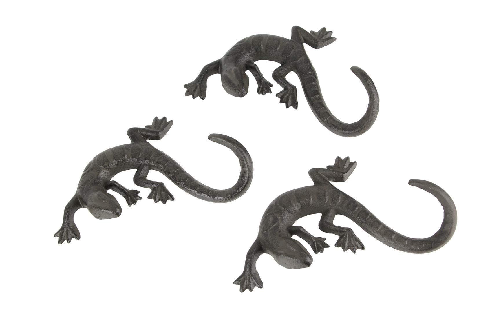 Chesapeake Bay LtdSet of 3 Rustic Cast Iron Lizard Decorative Wall Hanging Tail Hooks Home Decor