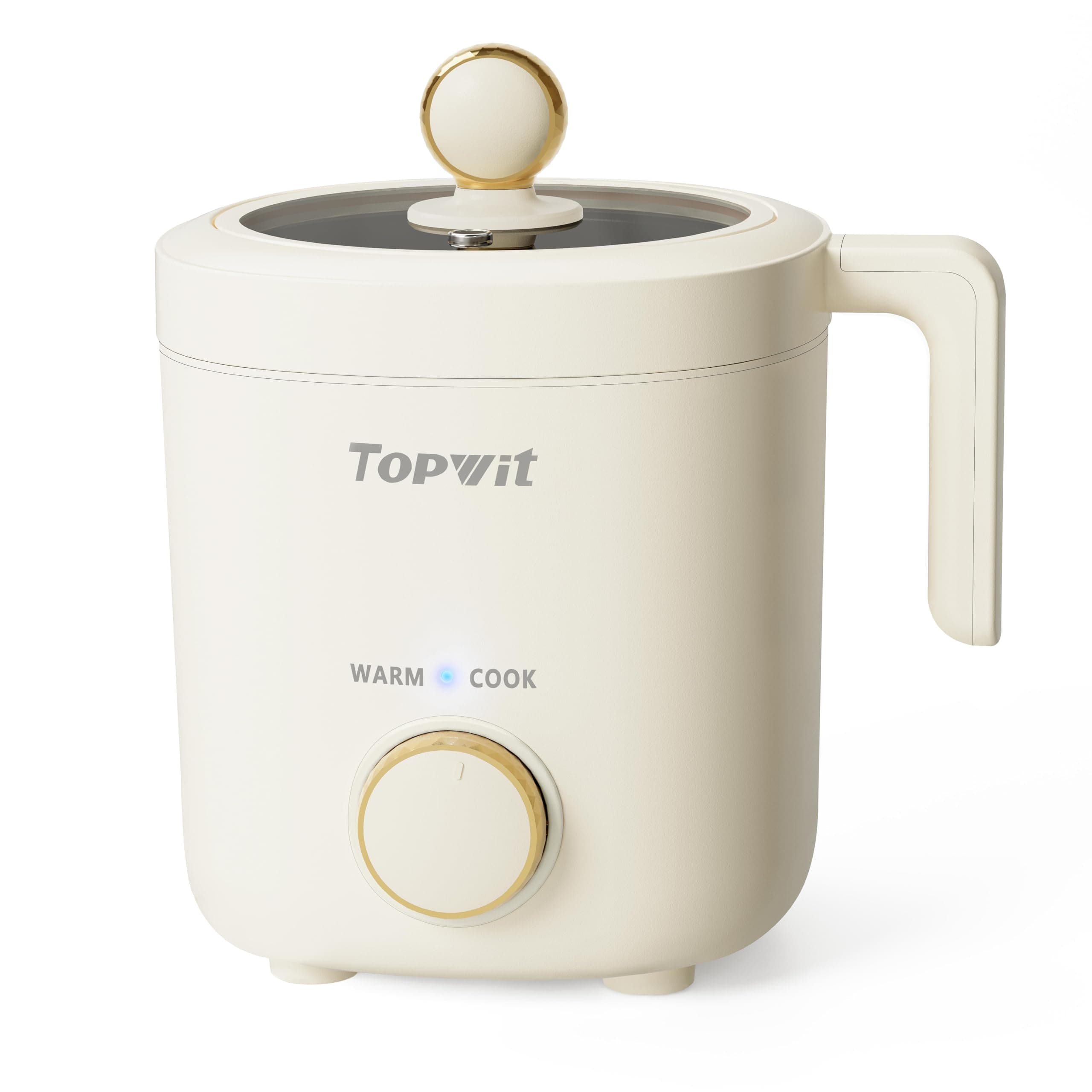 TOPWIT Rice Cooker Small, 2-Cups Uncooked, 1.2L Mini Rice Cooker with Non-stick Coating, BPA Free, Portable Rice Maker with One Touch & Keep Warm Function, Beige