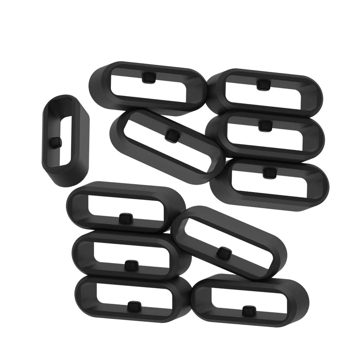 TenCloud Silicone Band Holders Keepers Fasteners Loop Compatible with Amazfit Watches Active 2 T-Rex 3 2 Pro (Black-11 Pack)