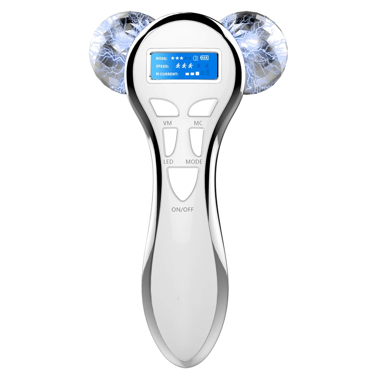 Amirce 4D Microcurrent Face Massager Roller,Electric Rechargeable Face Lift Roller Arms Legs Massager for Skin Care Facial Massager Tool