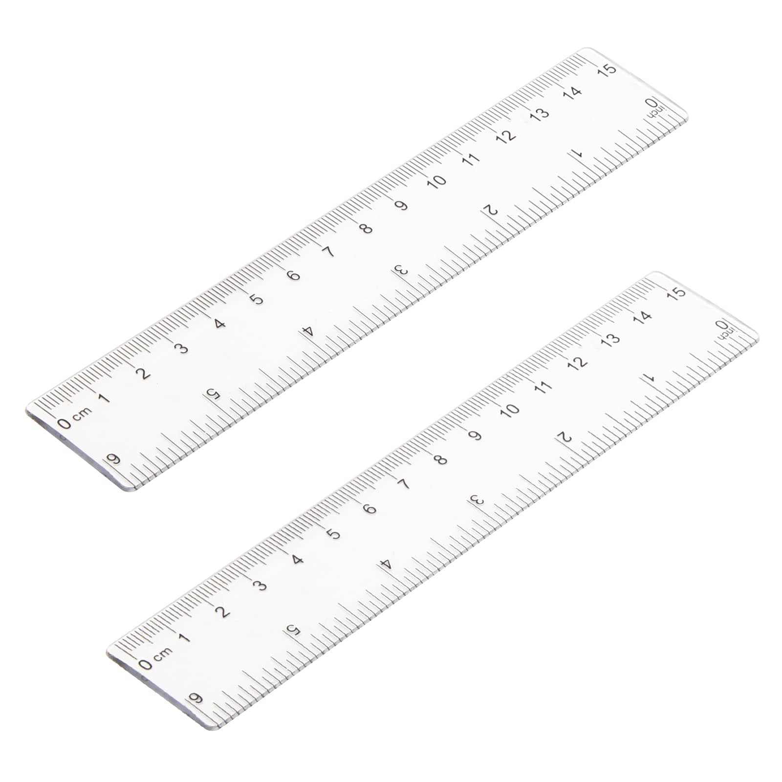 2 Pack 6 inch Clear Plastic Ruler Straight Shatterproof Transparent Rulers for Office Supply (Clear)