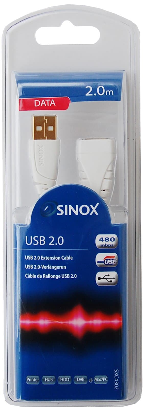 BTech Sinox SXC4302 USB 2.0 Extension Cable USB 2.0 A M USB 2.0 A F, 2.0m