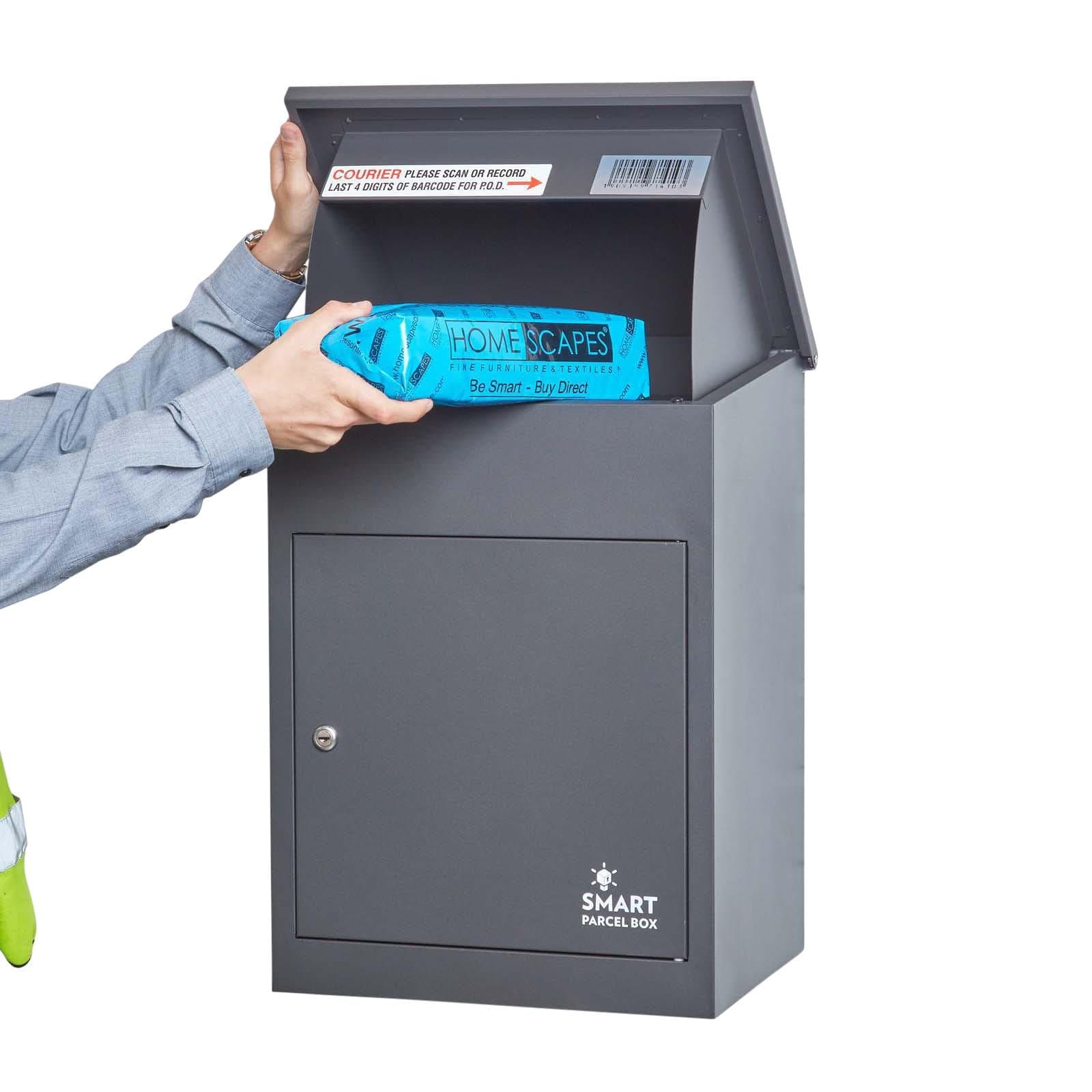 Wall Mounted Drop Dark Grey for Secure Multiple Internet Deliveries of Large Delivery Packets Weatherproof Outdoor Delivery