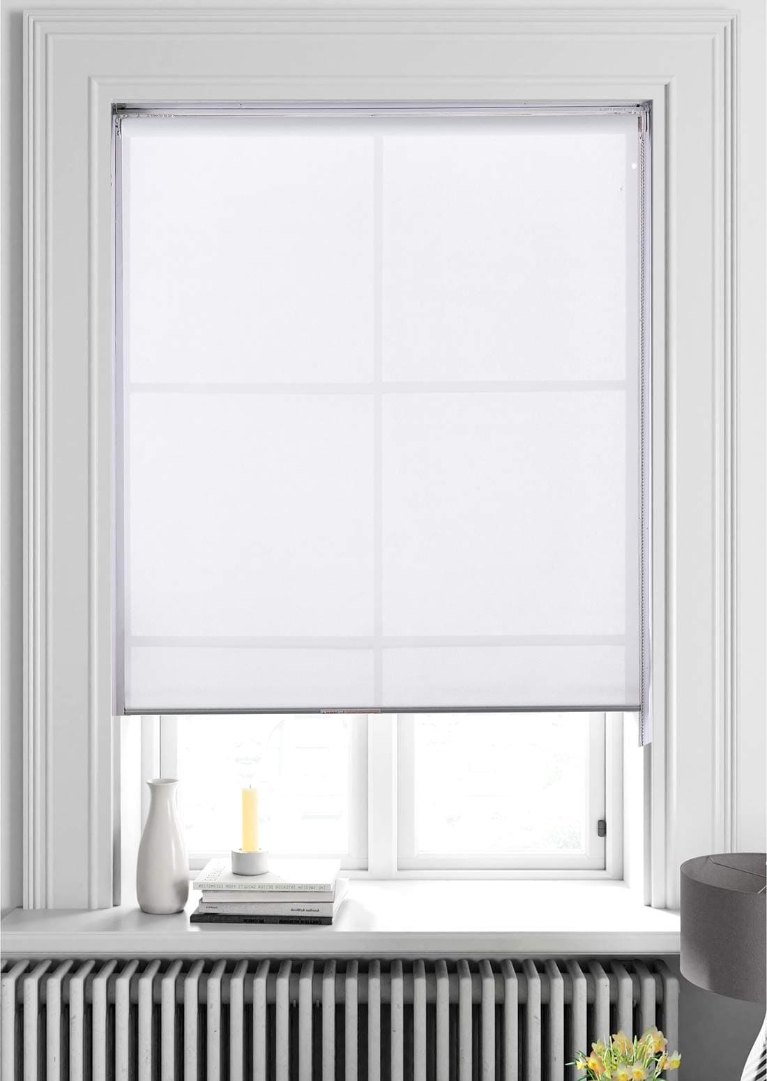 ALLBRIGHT Light Filtering Roller Sheer Shades Privacy Classic Roller Sheer Shade and Blinds for Windows (47 x 72 inches, White)