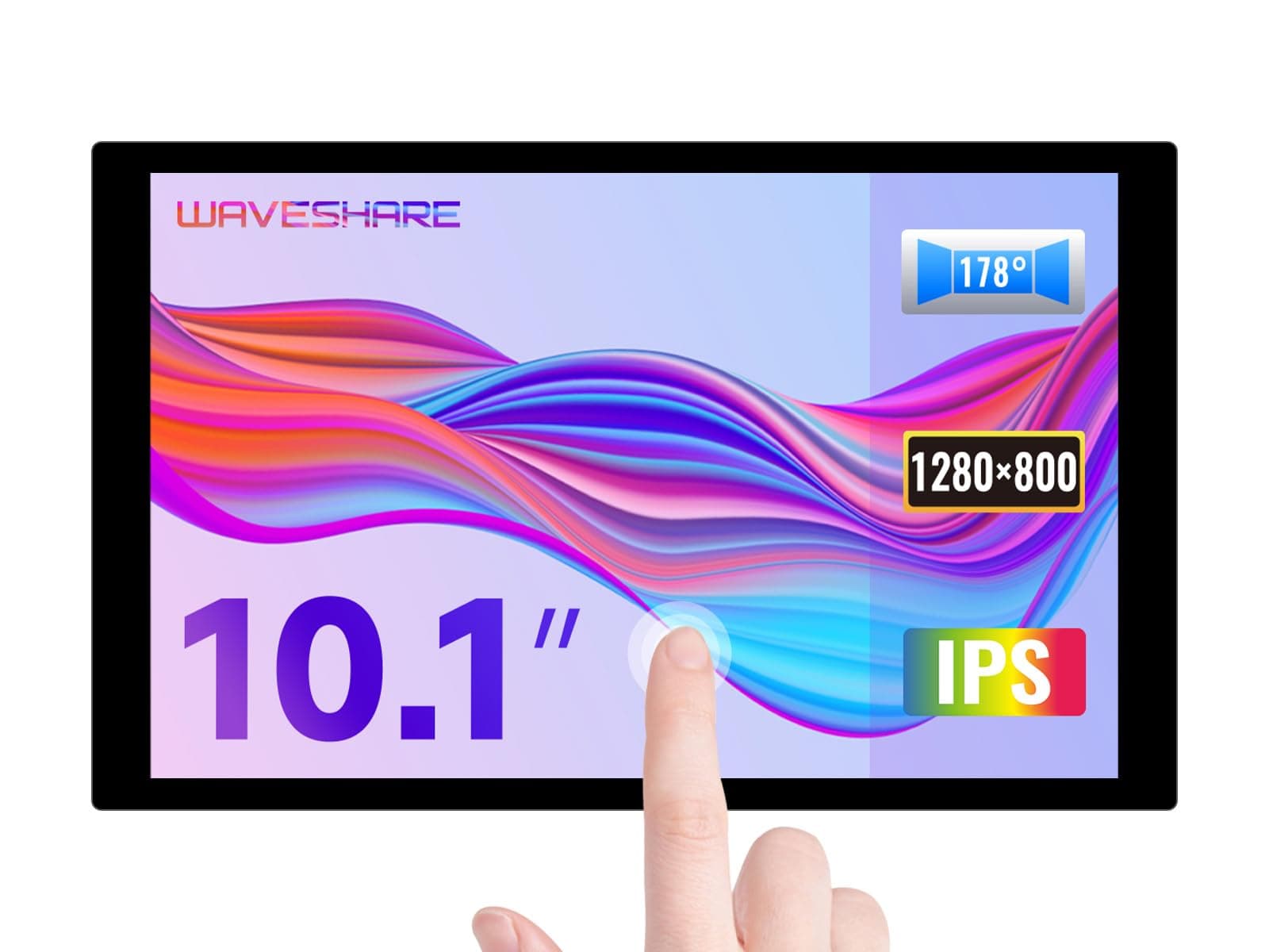 10.1inch Capacitive Touch LCD IPS Display, 1280×800 Resolution, HDMI Interface, Compatible with Raspberry Pi 5/4B/3B/Zero/Zero W/Zero 2W/Pico/Pico W/Pico WH, Support Jetson Nano/PC