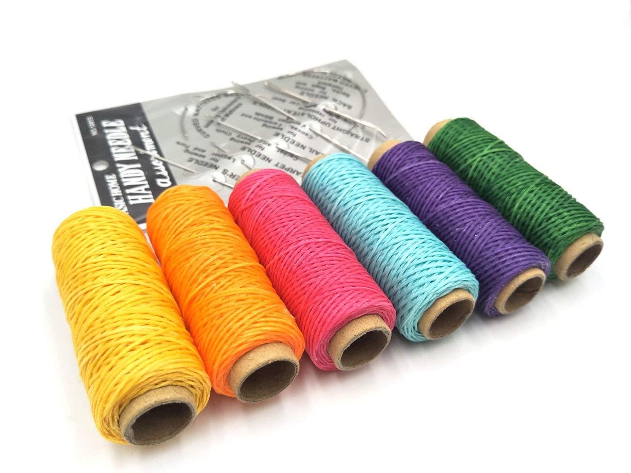 Inton 6pcs Waxed Thread for Leather Sewing Leathercraft Tool Stitching Cord Set