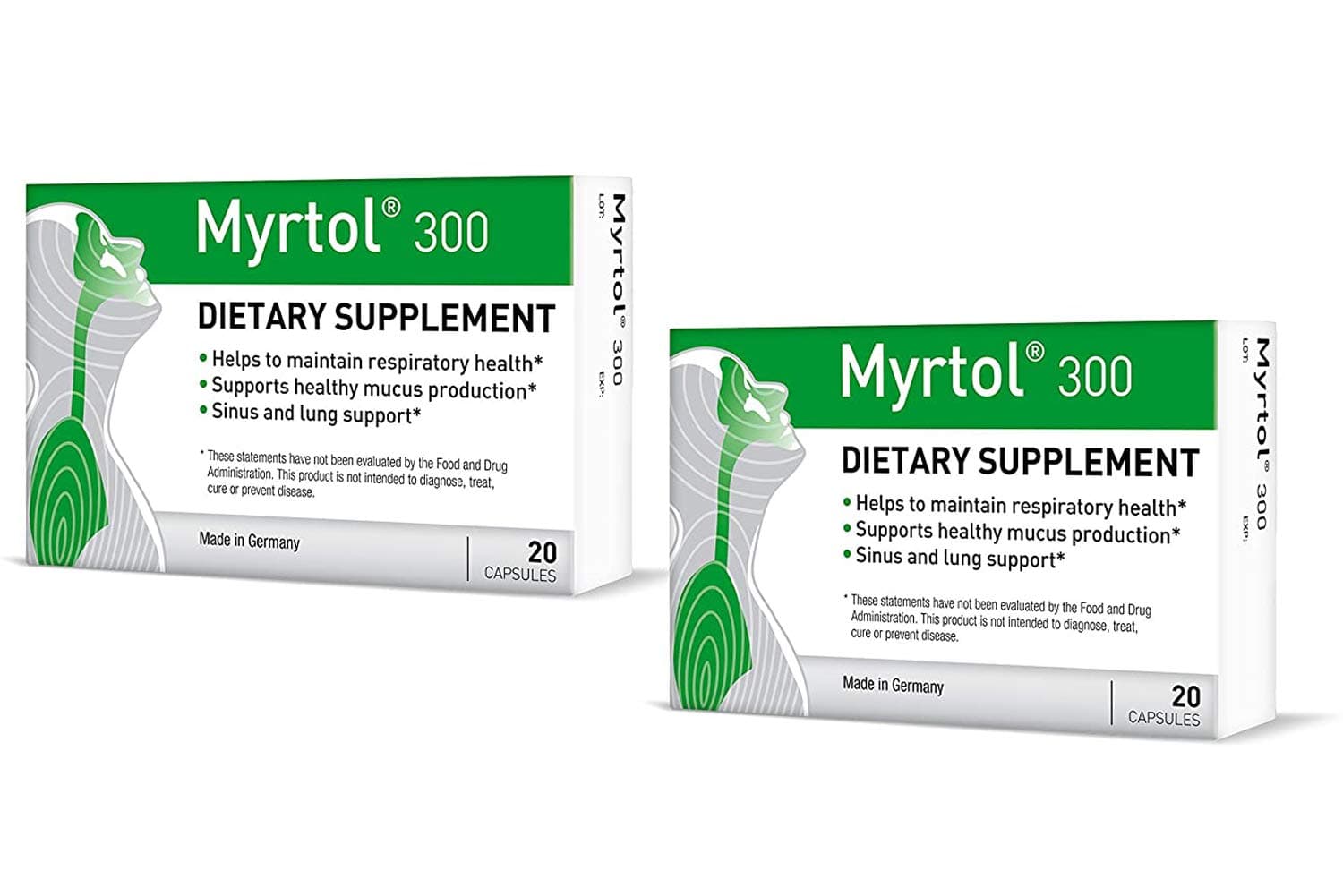 300, 2 Pack - Most Effective Natural Herbal Sinus Relief – Fast Acting Nasal Rinse & Non-drowsy Lung Support Supplement – Immune Support & Sinus Pressure Relief, 40 Capsules