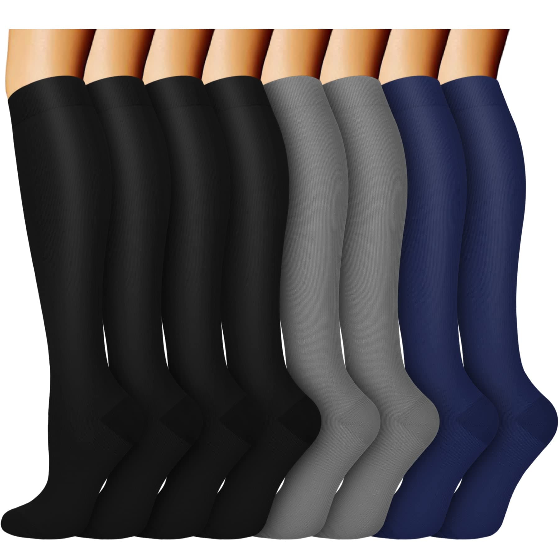 ACTINPUT Compression Socks for Women & Men Circulation 8 Pairs 15-20mmHg-Best support for Nurse,Medical,Running,Athletic