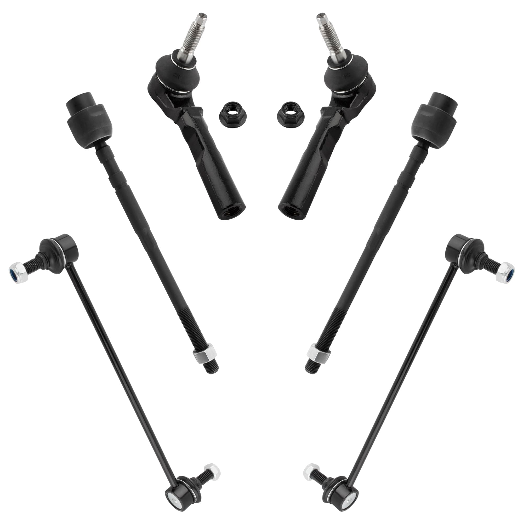 (Set of 6) Front Inner & Outer Tie Rod Ends + Sway Bar Links for Chevrolet Malibu 2004-2012 / for Pontiac G6 2005 2006 2007 2008 2009 2010 / for Saturn Aura 2007 2008 2009 | ES3374 EV116 K80252