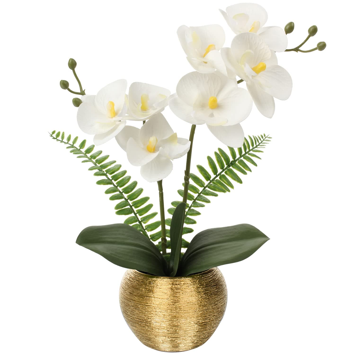 Artificial Flowers Like Real Orchids Artificial Flowers Decorative Artificial Plant Phalaenopsis in Gold Pot Spring Flowers for Living Room Bathroom Office Decoration