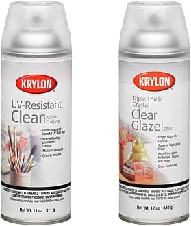Krylon Gallery Series Artist & Clear Coatings Aerosol, 11-Ounce, UV-Resistant Gloss & Triple Thick Clear Glaze Aerosol Spray, High-Gloss