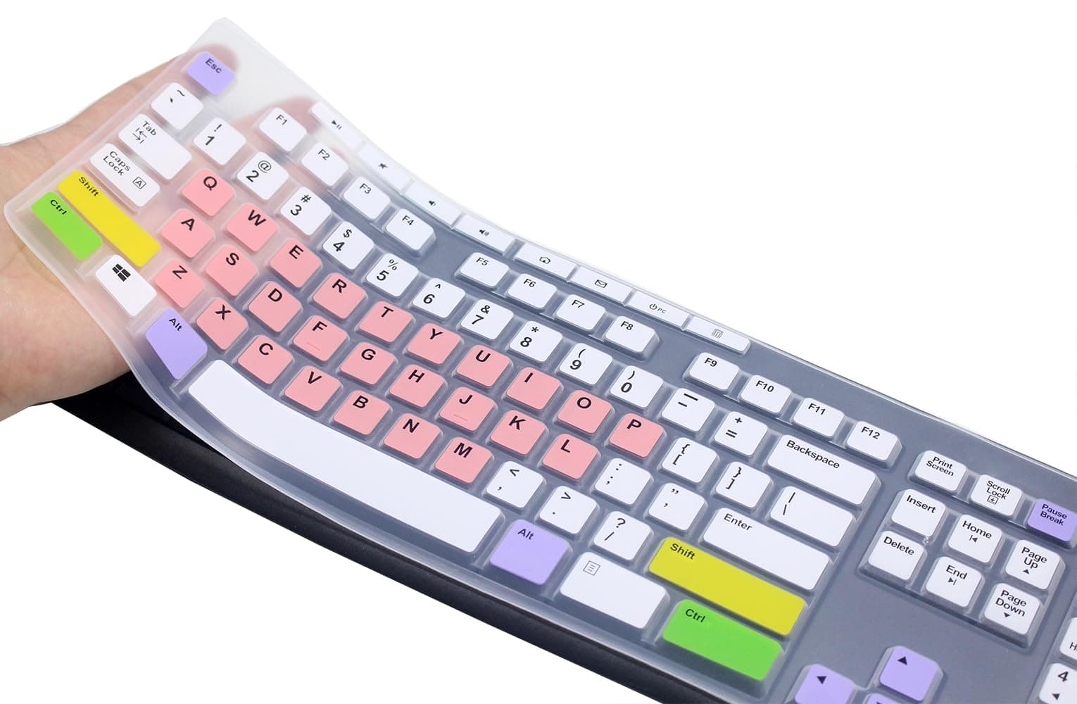 Ultra Thin Desktop PC Silicone Keyboard Cover Skin Protector Compatible for Logitech MK295 MK275 MK270 Wireless Keyboard, Logitech K200 K260 K270 MK200 MK260 Keyboard (Pink & White)