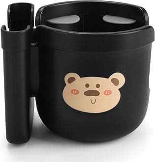 Accmor Stroller Cup Holder with Phone Holder, Universal 2-in-1 Cup Phone Holder for Strollers, Bikes, Wheelchairs, Walkers, Scooters, Black, ABS Plastic