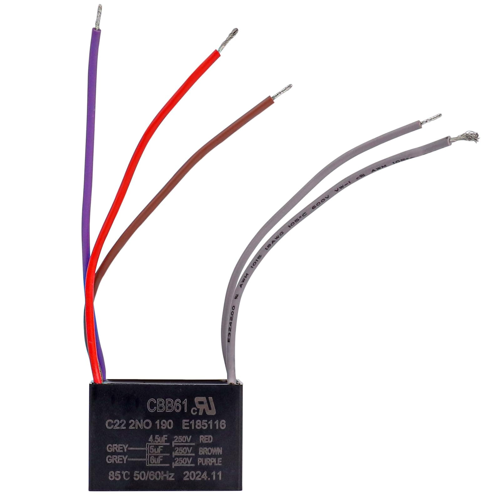 Podoy 5 Wire Capacitor CBB61 Ceiling Fan for Compatible with New TECH,4.5uf+5uf+6uf 250VAC