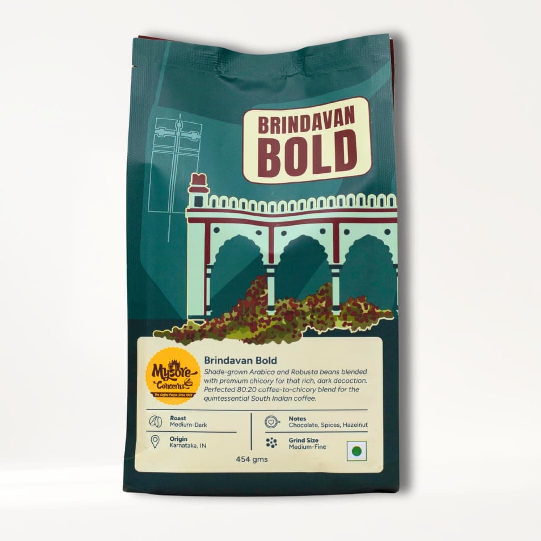MYSORE CONCERNS|Brindavan Bold|South Indian Filter Coffee|20% Premium Chicory|Freshly Roasted|Ground Coffee Bag (454G)-Pack Of 3