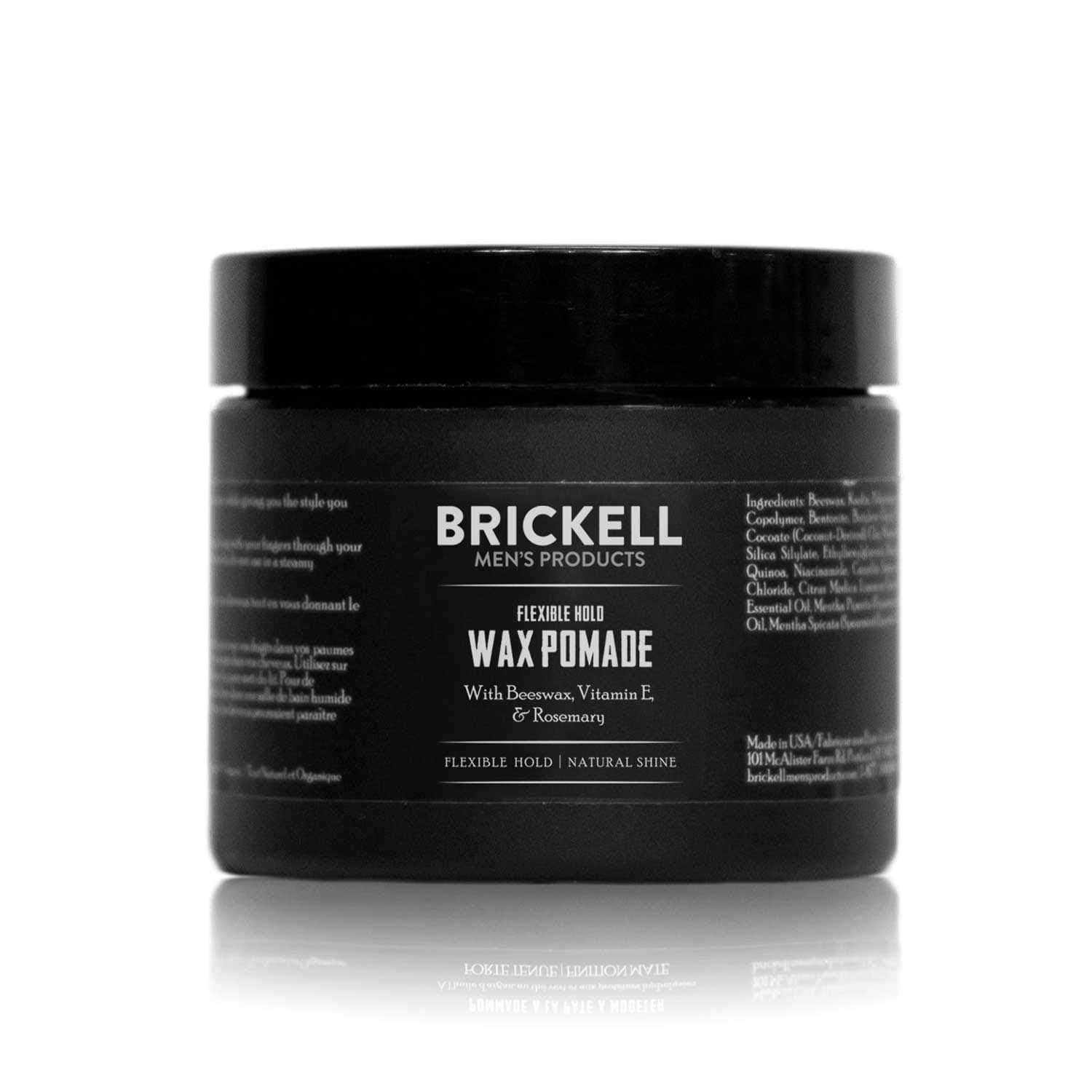 Brickell Men's Products Flexible Hold Wax Pomade for Men, Natural and Organic Irritation Free Natural Shine Hair Styling Product, 2 Ounce, Scented | for Men, Irritation Free, Natural Shine, Hair Styling Product