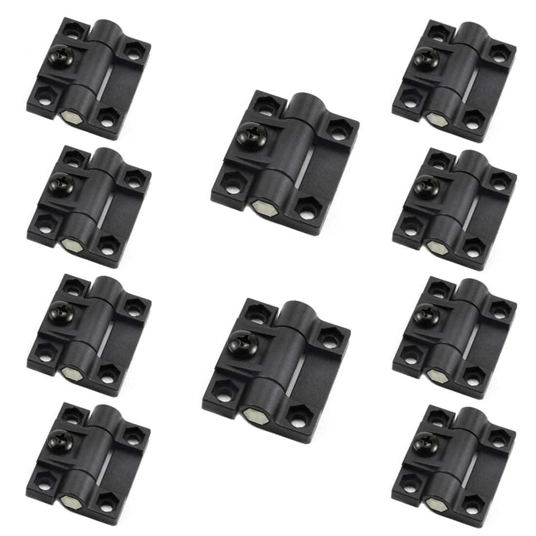 10PCS Adjustable Torque Hinge 43mmx36mm Black Plastic 4 Countersunk Holes Adjustable Position Control Hinges Door Hinges