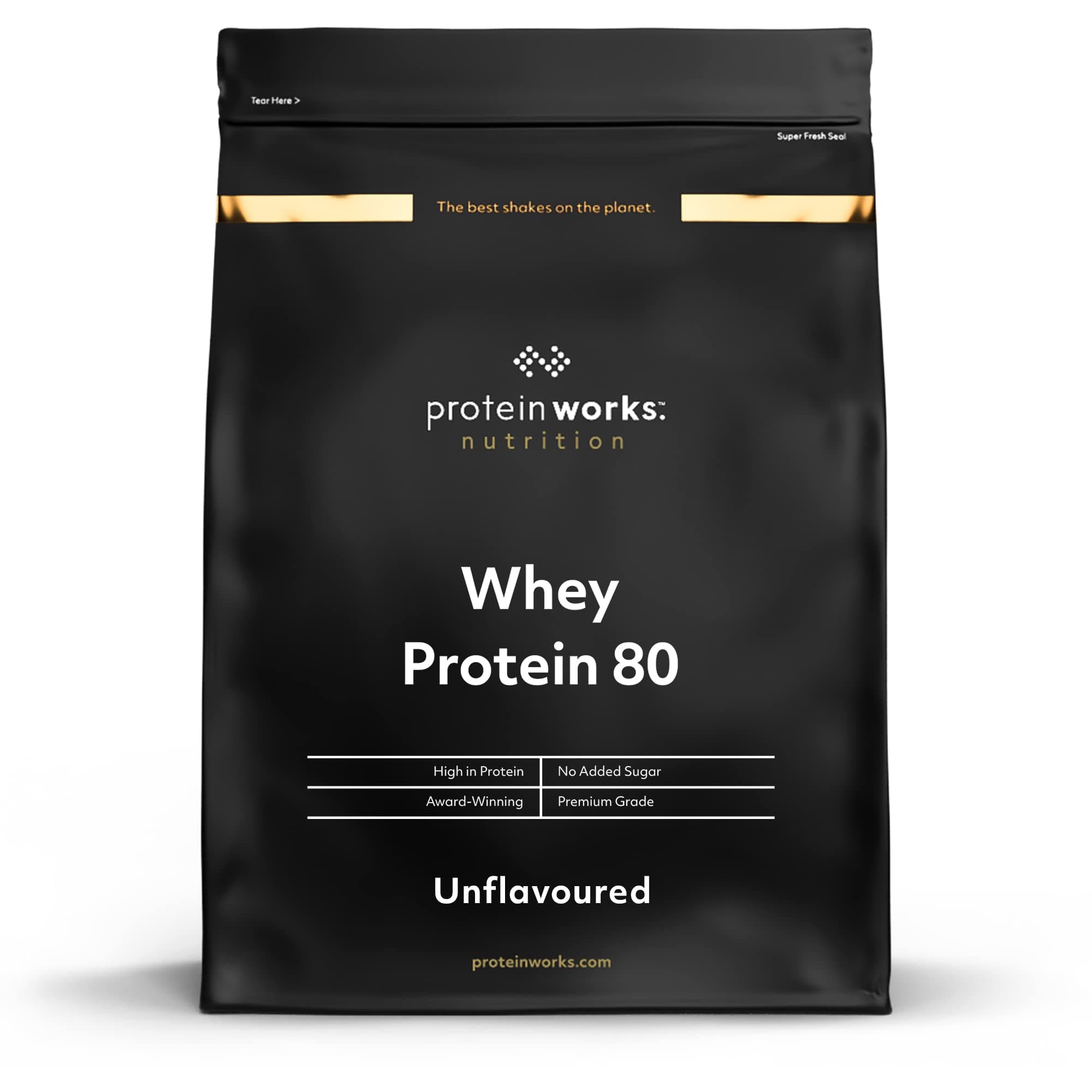 Protein Works - Whey Protein 80 (Concentrate), Low Calorie Protein Shake, Whey Protein Shake, 66 Shakes, Unflavoured, 2kg