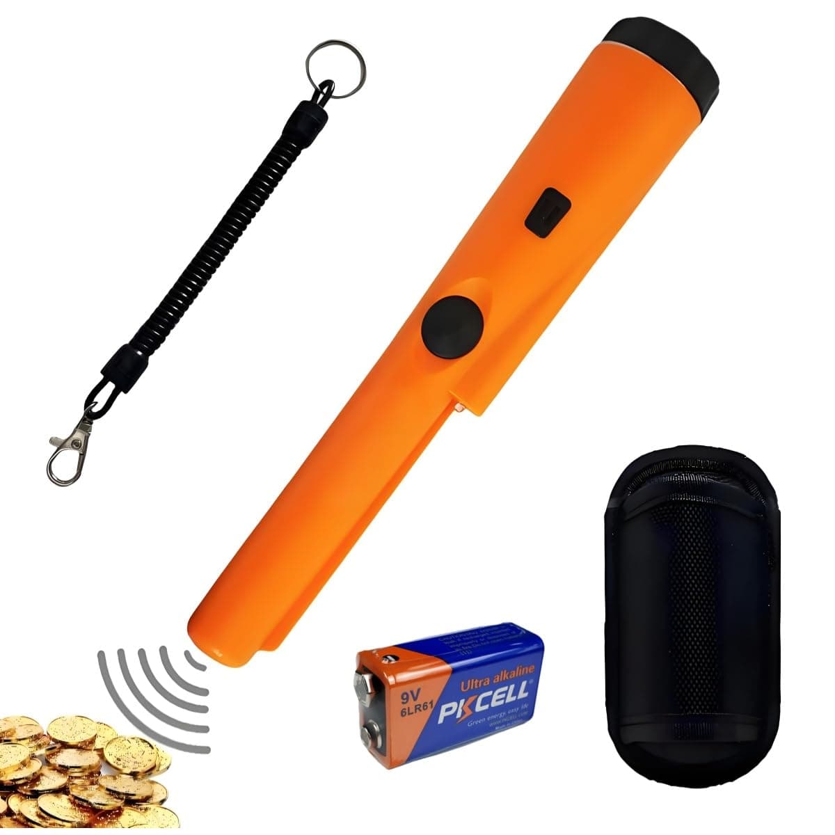 Metal Detector Handheld GP-Pointer with Belt and Holster Portable Include Battery 360° Scanning Unearthing Treasure Finder with High Sensitivity for Locating Gold Coin Silver Jewelry Fully Waterproof