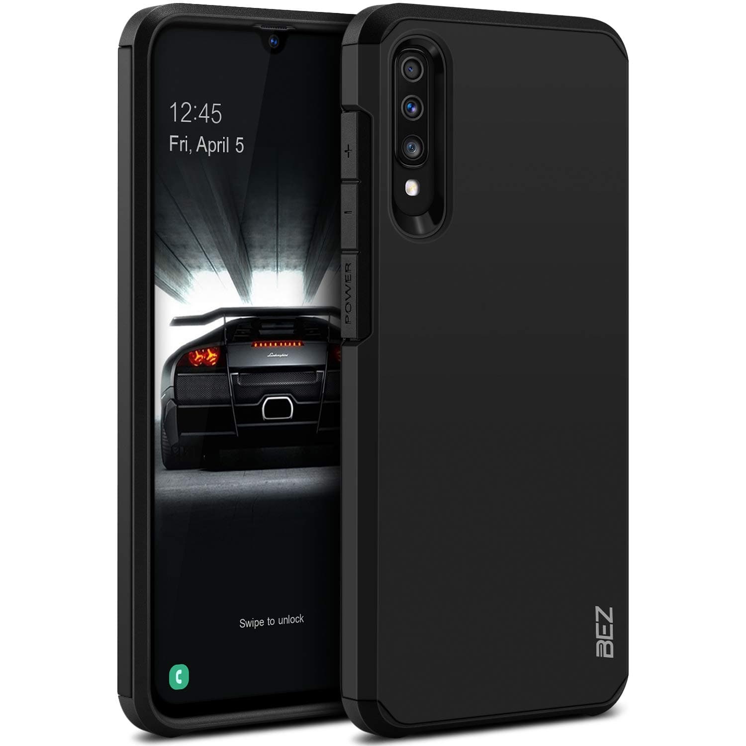 Case for Samsung A70, Shockproof Cover Compatible with Samsung Galaxy A70, Shock Absorbing, Heavy Duty Dual Layer Tough Cover, Black