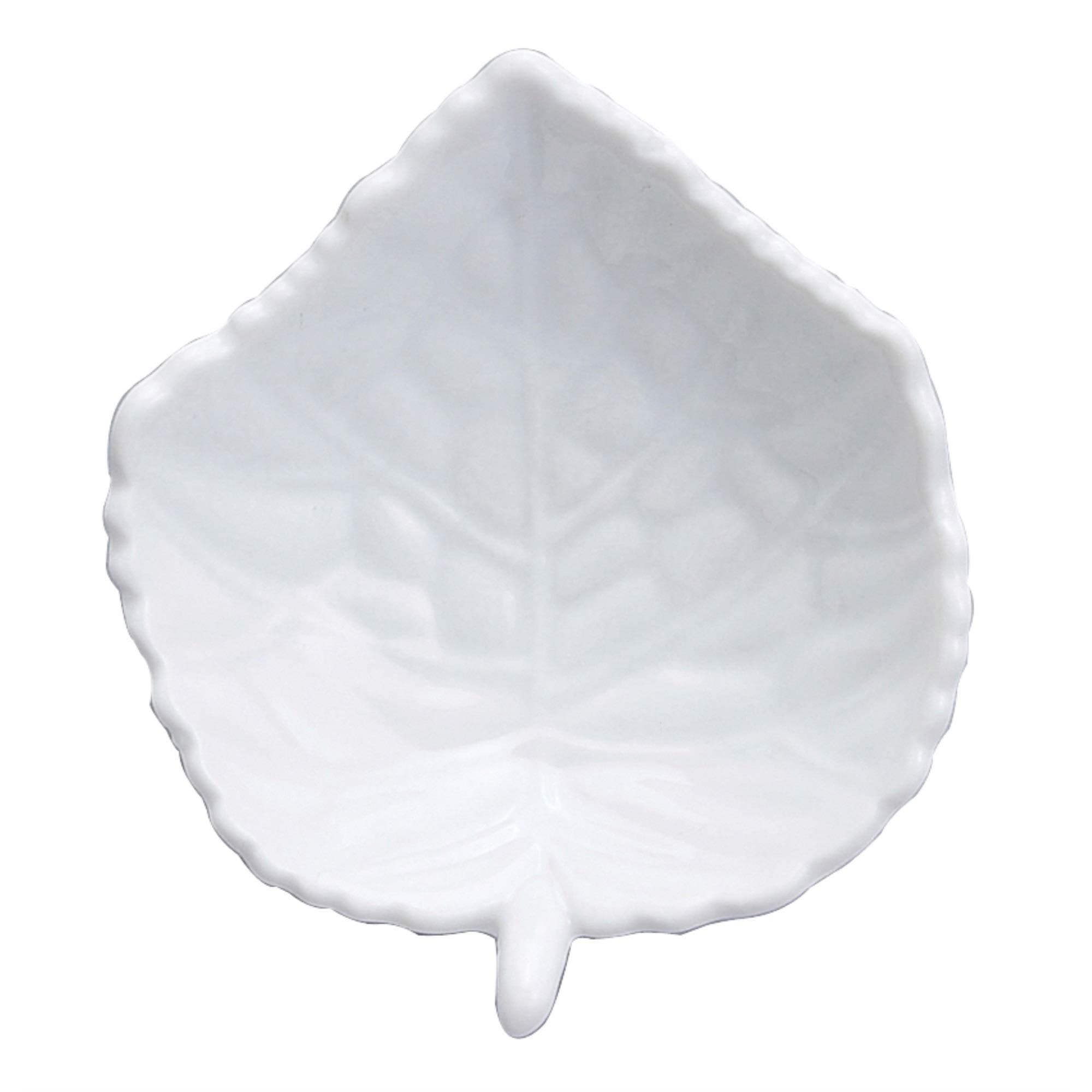HIC Harold Import Co. 73/66 Leaf-Shaped Tea Bag Caddy, Fine White Porcelain, 3.75-Inches
